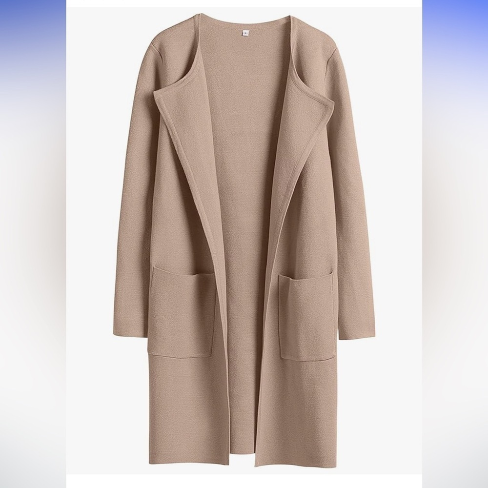 NWT Elegant Tan Women's Long Open Front Cardigan size medium